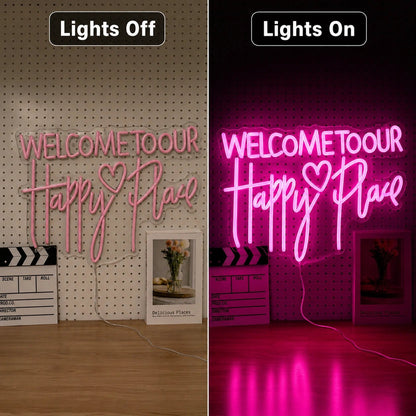 Welcome To Our Happy Place LED Neon Sign - Shineneon