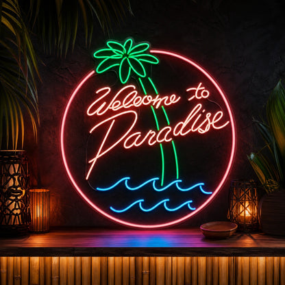 Welcome To Paradise LED Neon Sign Garage Man Cave Neon Sign high-converting product image