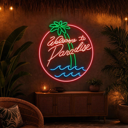 Welcome To Paradise LED Neon Sign Garage Man Cave Neon Sign - Shineneon