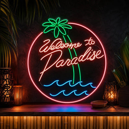 Welcome To Paradise LED Neon Sign Garage Man Cave Neon Sign - Shineneon