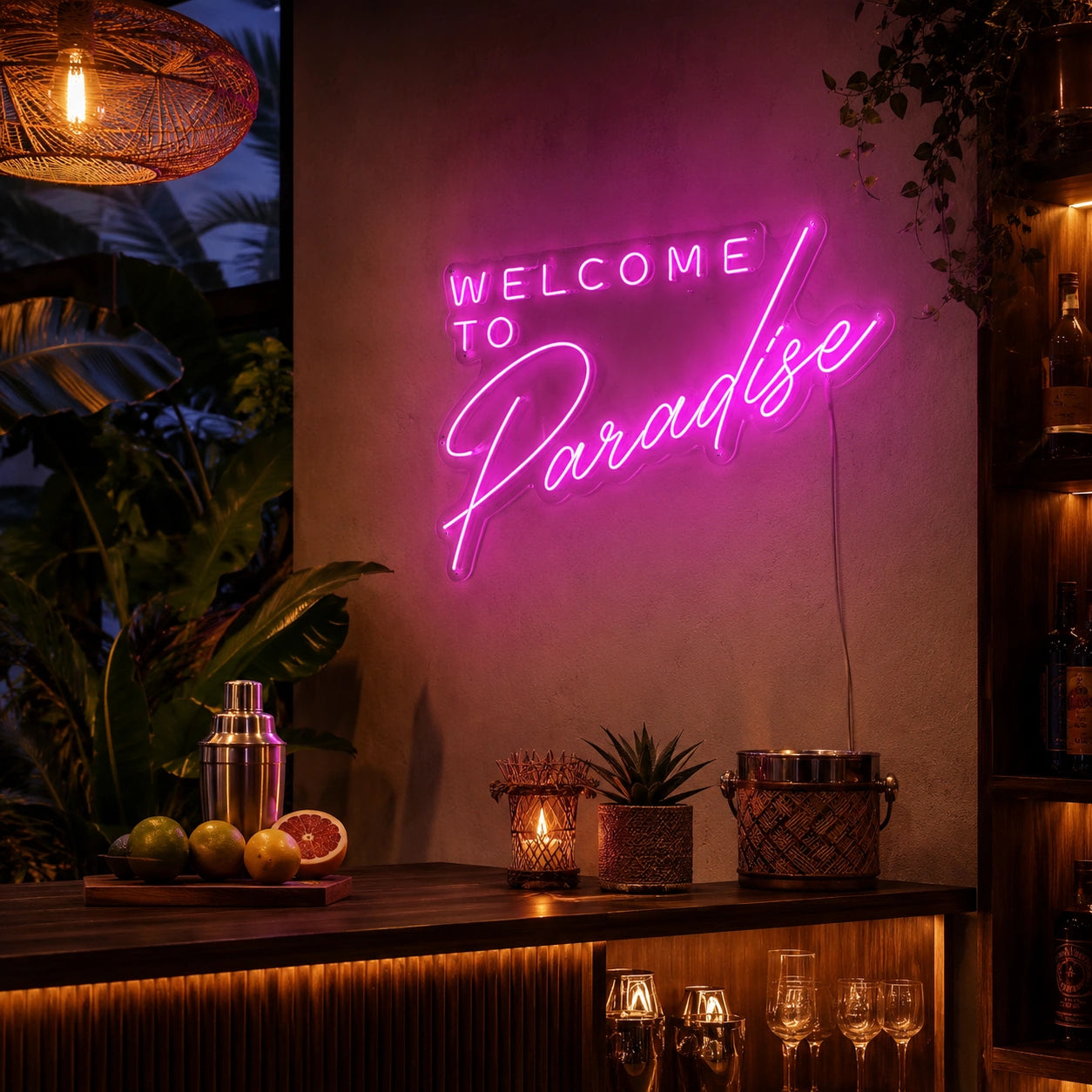 Welcome To Paradise Neon Sign LED Neon Sign real lifestyle scene