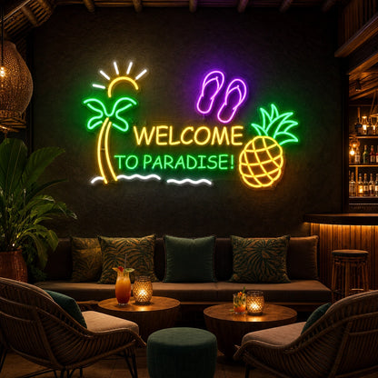 Welcome To Paradise Pineapple LED Neon Sign high-converting product image