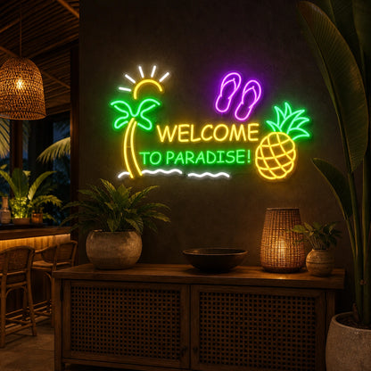 Welcome To Paradise Pineapple LED Neon Sign real lifestyle scene