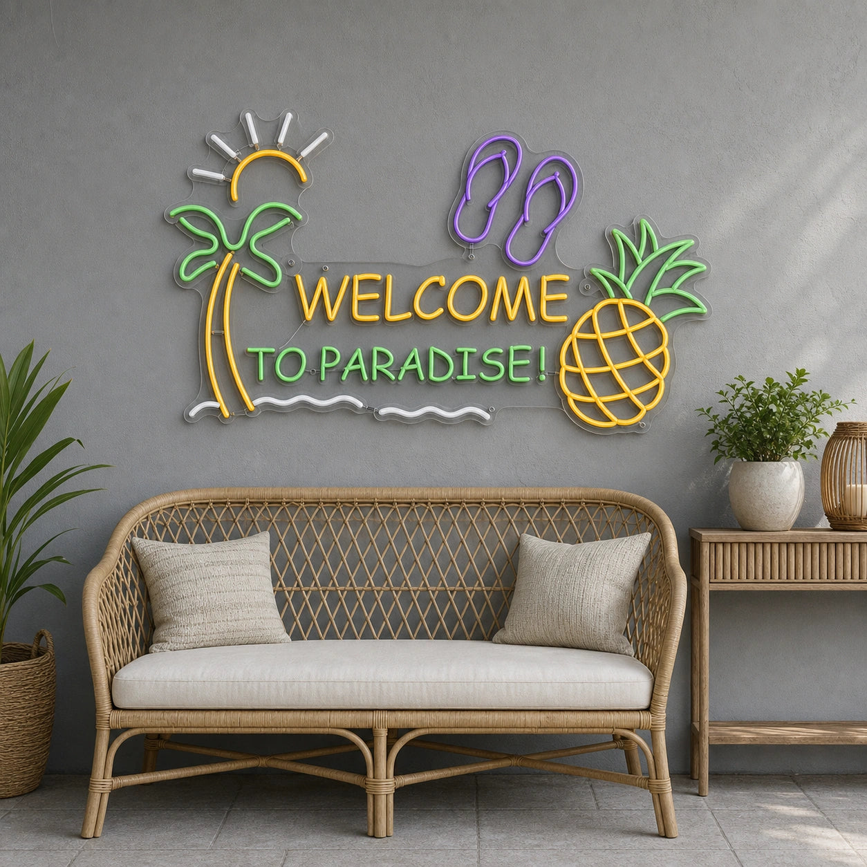 Welcome To Paradise Pineapple LED Neon Sign size image