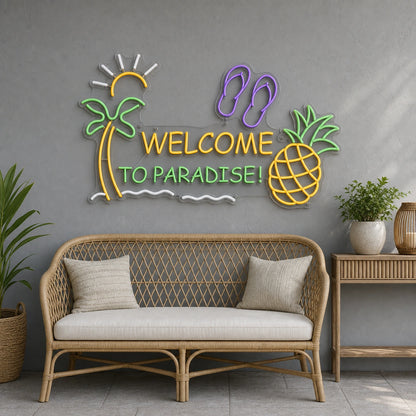 Welcome To Paradise Pineapple LED Neon Sign size image
