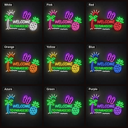 Welcome To Paradise Pineapple LED Neon Sign - Shineneon