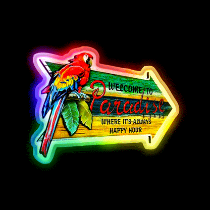 Welcome To Paradise Welcome Led Neon Sign Open Sign Rgb Color - LED neon sign close-up detail