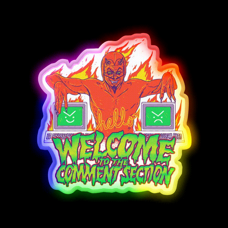 Welcome To The Comment Section Welcome Led Neon Sign Open Sign Rgb Color - LED neon sign close-up detail
