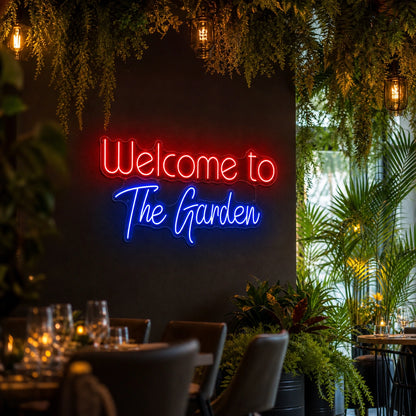 Welcome To The Garden LED Neon Sign real lifestyle scene