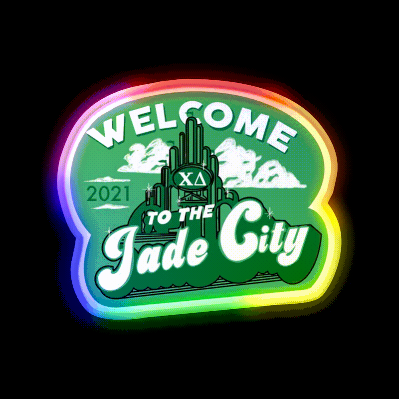 Welcome To The Jade City Welcome Led Neon Sign Open Sign Rgb Color - LED neon sign close-up detail
