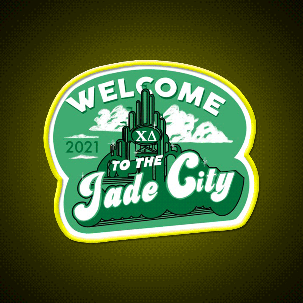 Welcome To The Jade City Welcome Led Neon Sign Open Sign Rgb Color - Custom LED neon sign front view