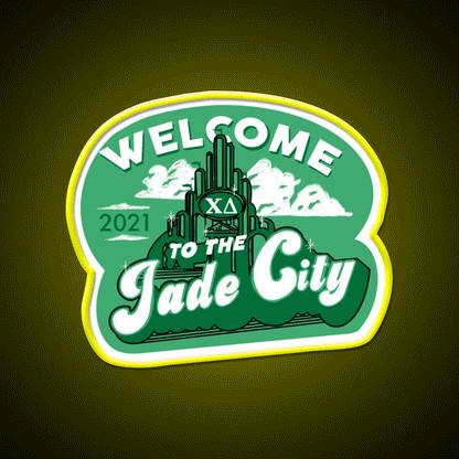 Welcome To The Jade City Welcome Led Neon Sign Open Sign Rgb Color - Custom LED neon sign front view