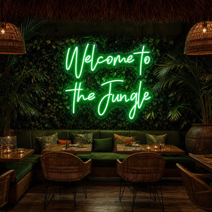 Welcome To The Jungle LED Neon Sign Garage Man Cave Neon Sign real lifestyle scene
