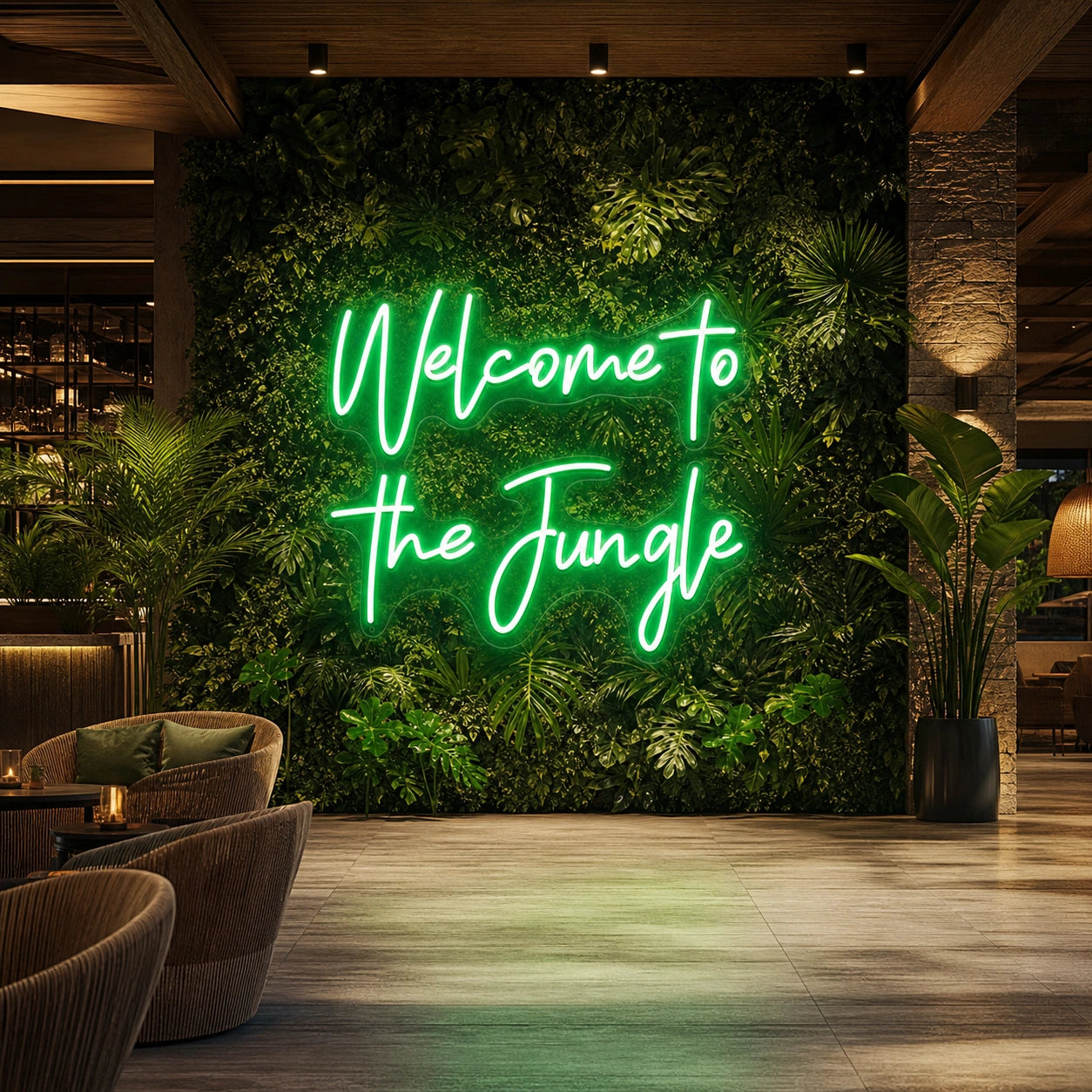 Welcome To The Jungle LED Neon Sign Garage Man Cave Neon Sign size image