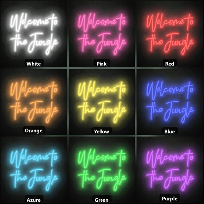 Welcome To The Jungle LED Neon Sign Garage Man Cave Neon Sign color grid