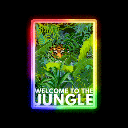 Welcome To The Jungle Tiger Design Welcome Led Neon Sign Open Sign Rgb Color - LED neon sign close-up detail