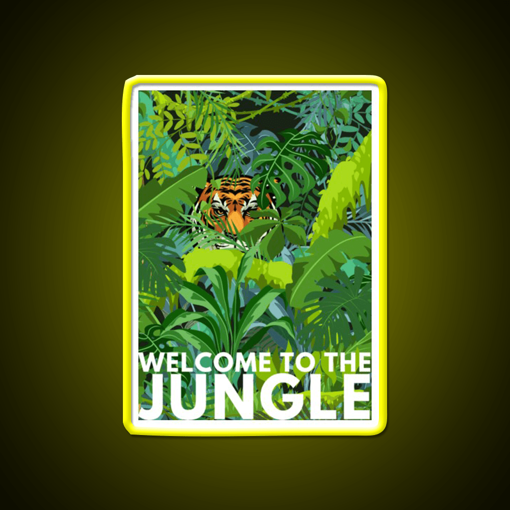 Welcome To The Jungle Tiger Design Welcome Led Neon Sign Open Sign Rgb Color - Shineneon