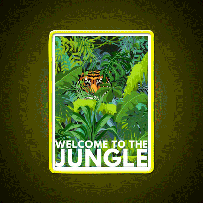 Welcome To The Jungle Tiger Design Welcome Led Neon Sign Open Sign Rgb Color - Custom LED neon sign front view