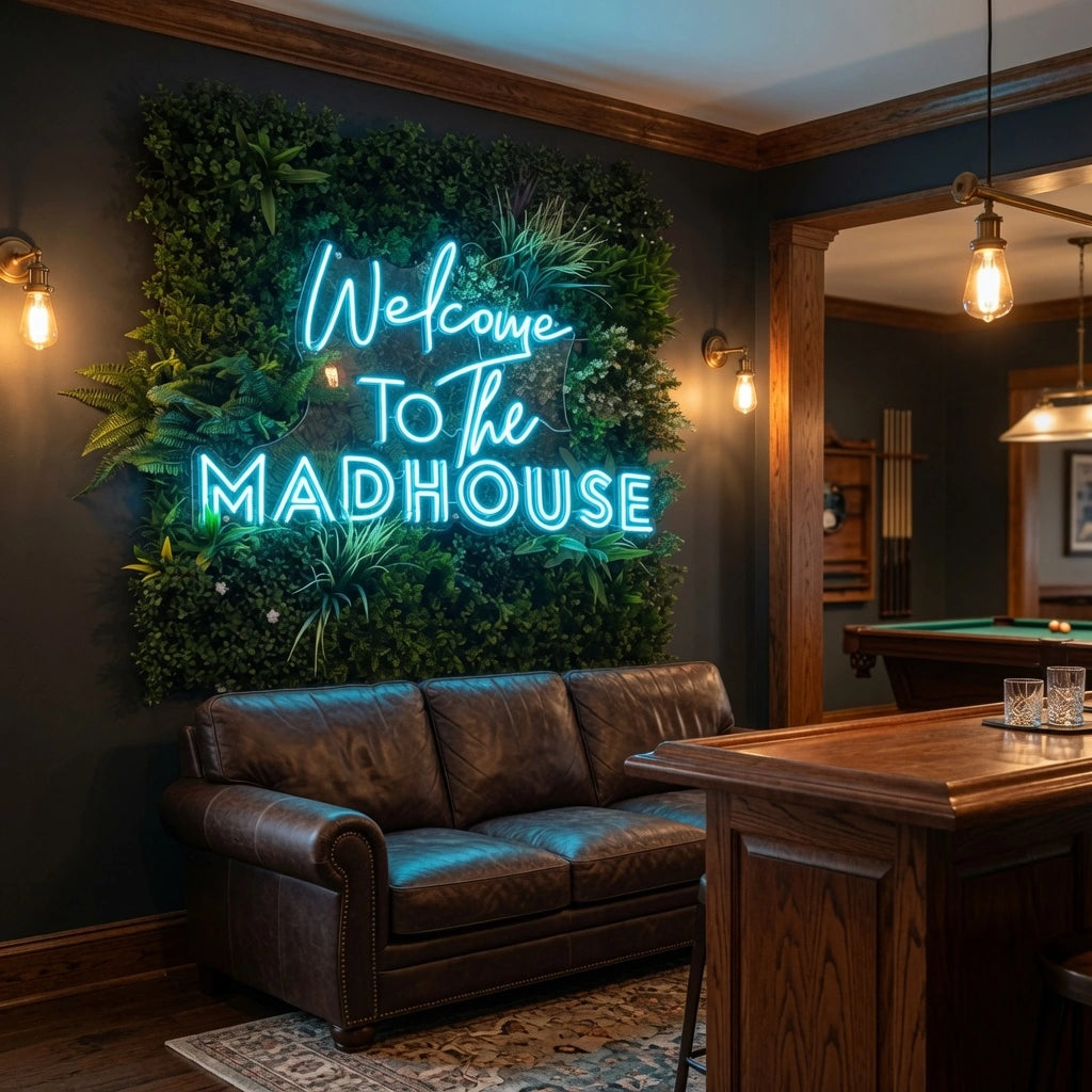 Welcome To The Madhouse LED Neon Sign Home Art - 03 Real Lifestyle Scene