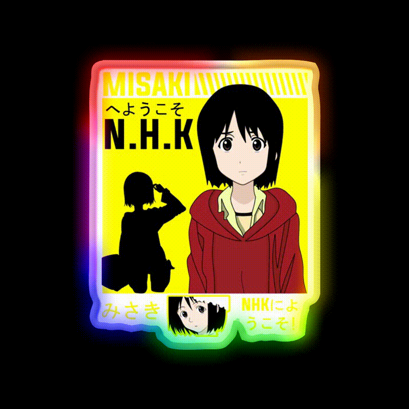 Welcome To The Nhk Misaki Nakahara Welcome Led Neon Sign Open Sign Rgb Color - LED neon sign close-up detail