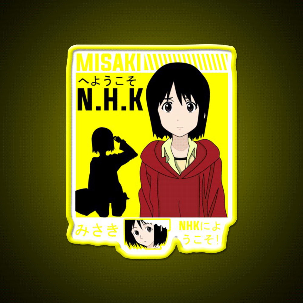 Welcome To The Nhk Misaki Nakahara Welcome Led Neon Sign Open Sign Rgb Color - Custom LED neon sign front view