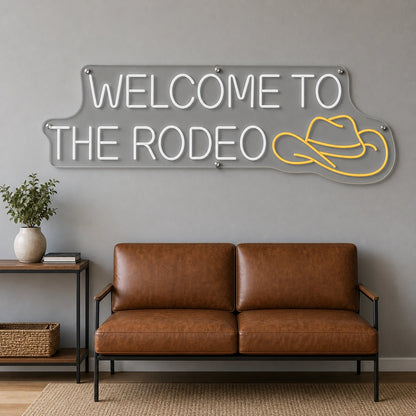 Welcome To The Rodeo Cowboy Hat LED Neon Sign size image