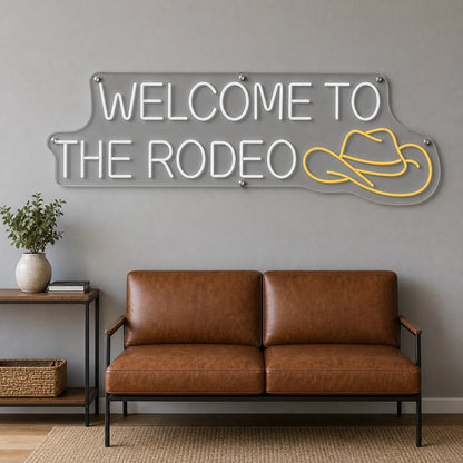 Welcome To The Rodeo Cowboy Hat LED Neon Sign - Shineneon