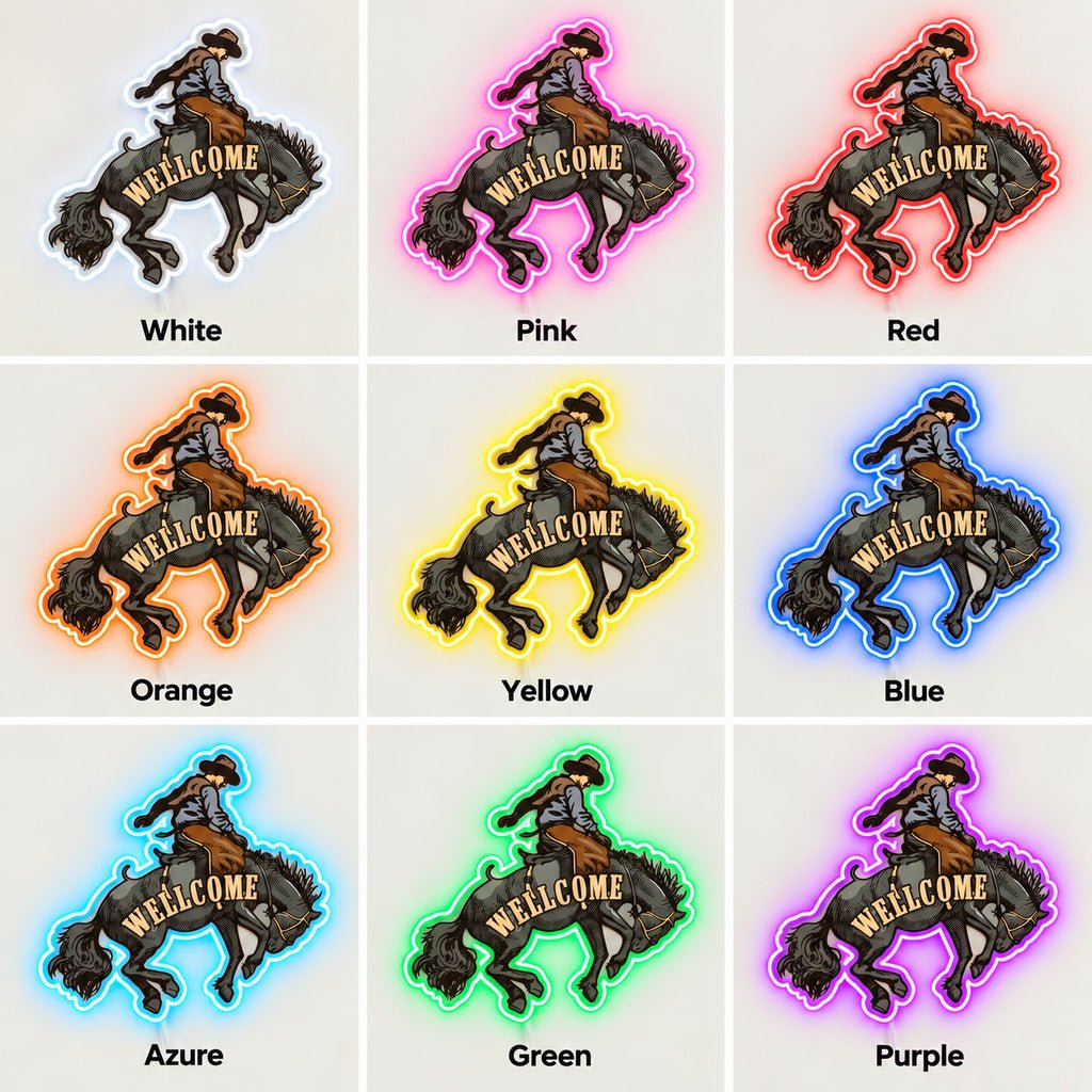 Welcome To The Rodeo Cowboy Rider LED Neon Sign - Shineneon