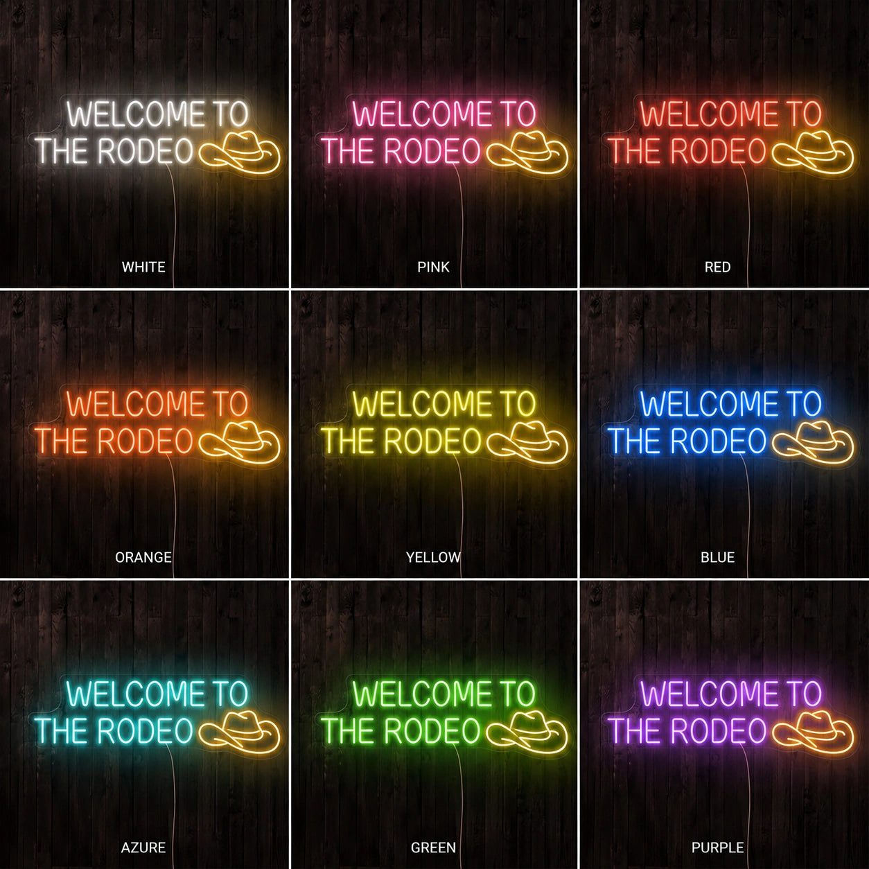 Welcome To The Rodeo Neon Sign LED Neon Sign color grid