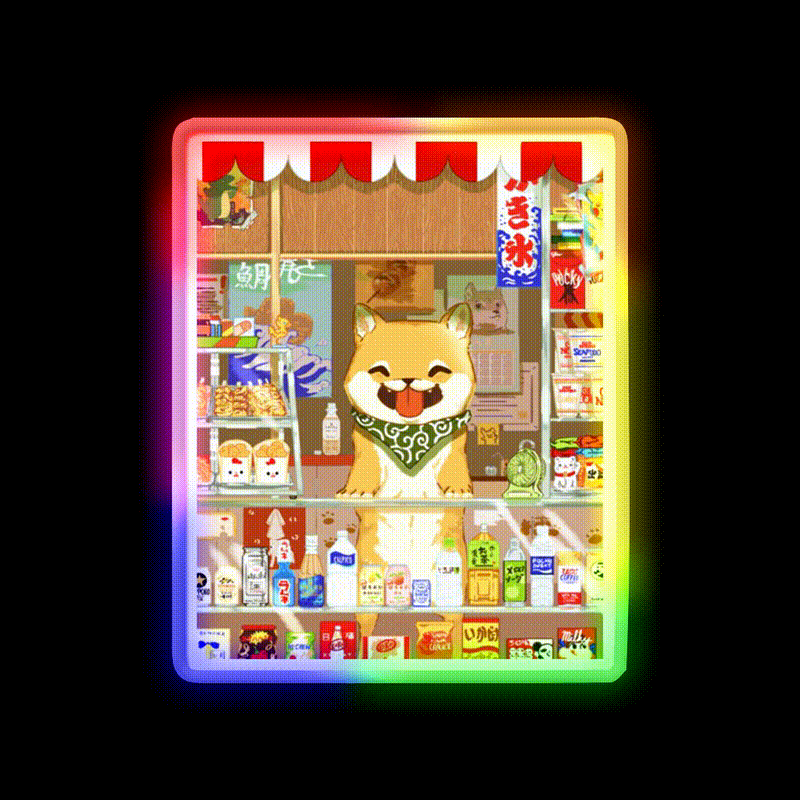 Welcome To The Shiba Shop Welcome Led Neon Sign Open Sign Rgb Color - LED neon sign close-up detail