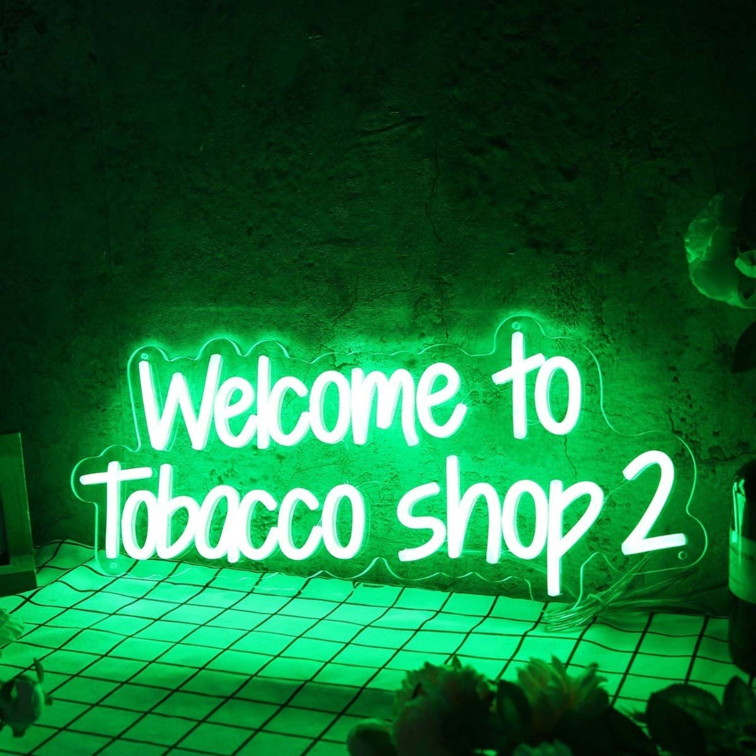 Welcome To Tobacco Shop 2 Green Led Neon Sign - Shineneon