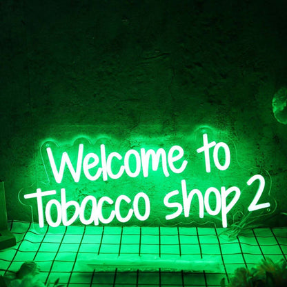Welcome To Tobacco Shop 2 Green Led Neon Sign - Shineneon