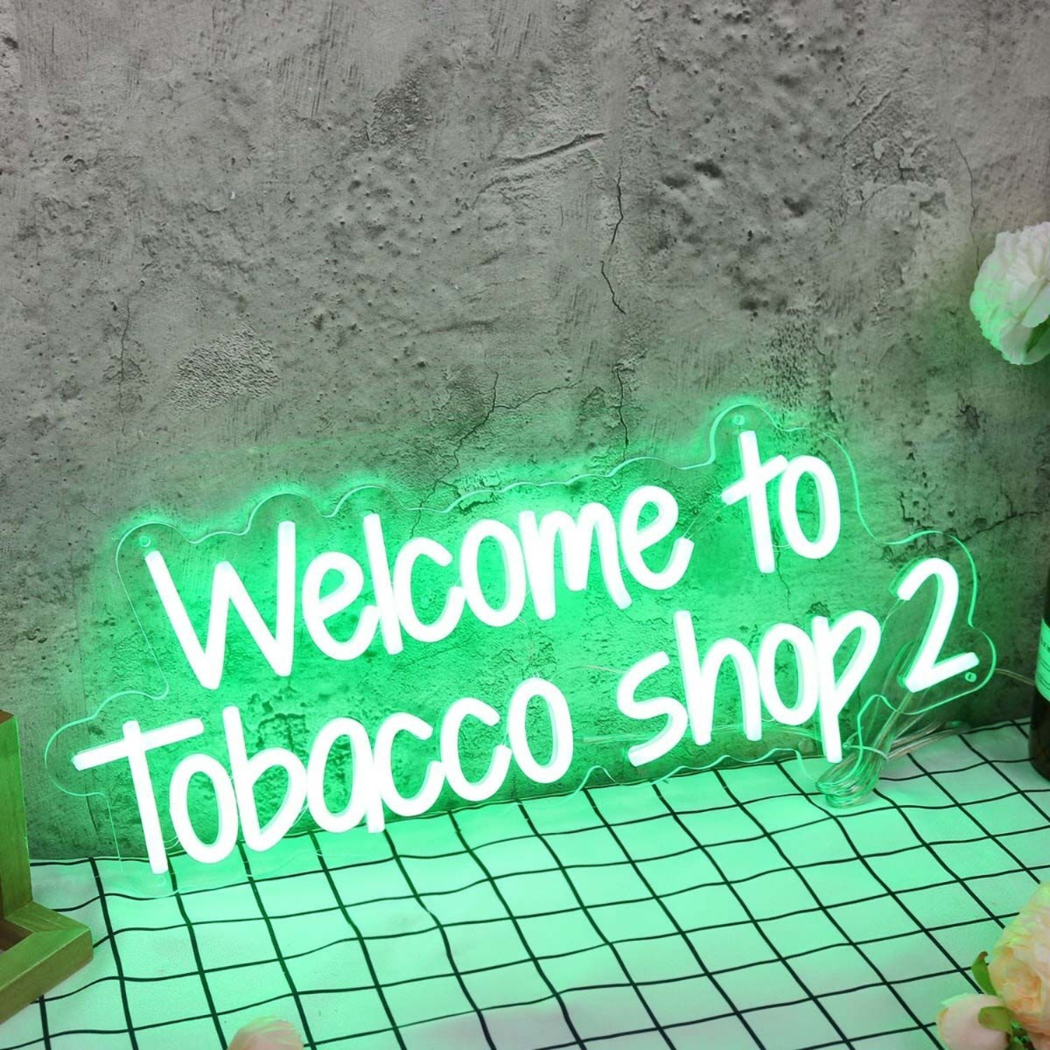 Welcome To Tobacco Shop 2 Green Led Neon Sign - Shineneon
