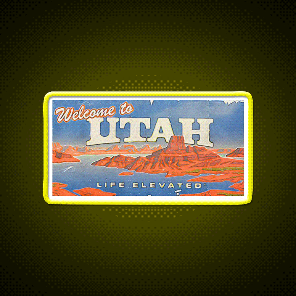 Welcome To Utah Sign Welcome Led Neon Sign Open Sign Rgb Color - Custom LED neon sign front view