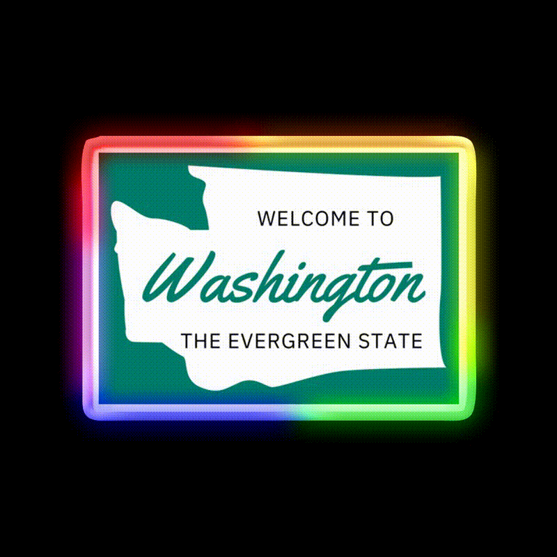 Welcome To Washington Welcome Led Neon Sign Open Sign Rgb Color - LED neon sign close-up detail