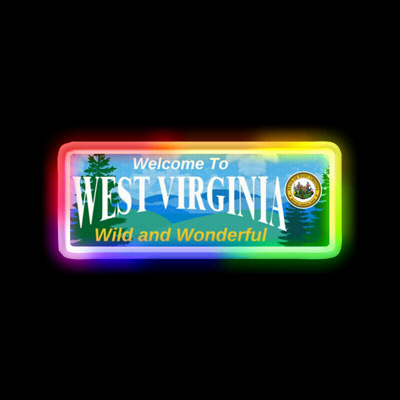 Welcome To West Virginia Welcome Led Neon Sign Open Sign Rgb Color - LED neon sign close-up detail