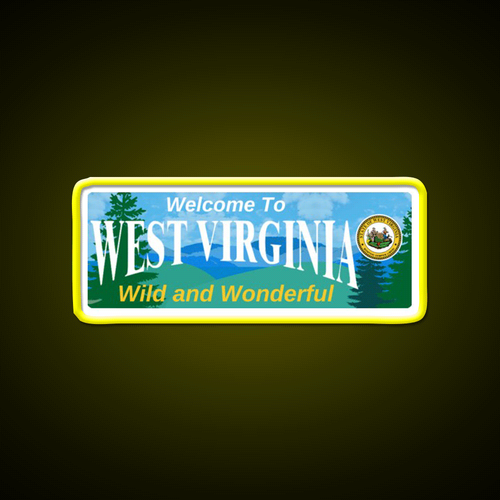 Welcome To West Virginia Welcome Led Neon Sign Open Sign Rgb Color - Custom LED neon sign front view