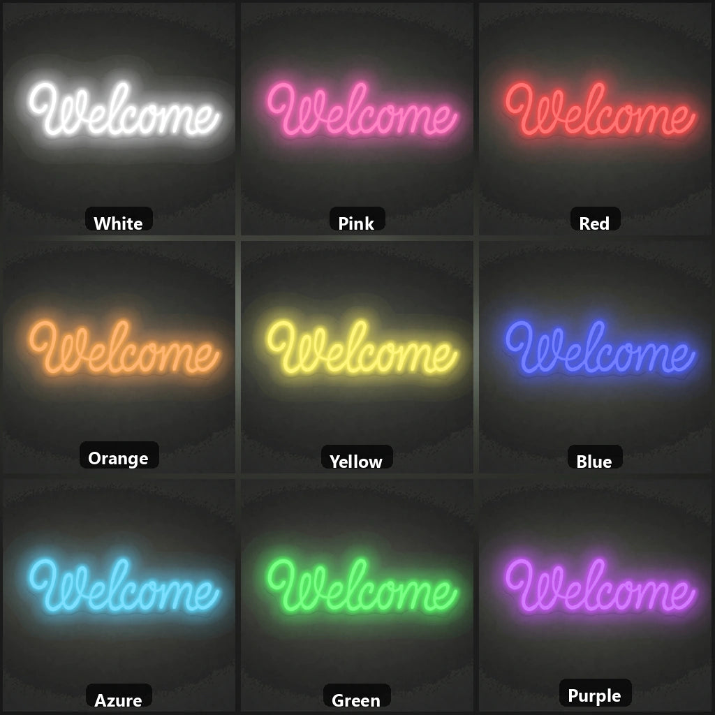 Welcome Wall Art LED Neon Sign color grid