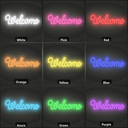 Welcome Wall Art LED Neon Sign color grid