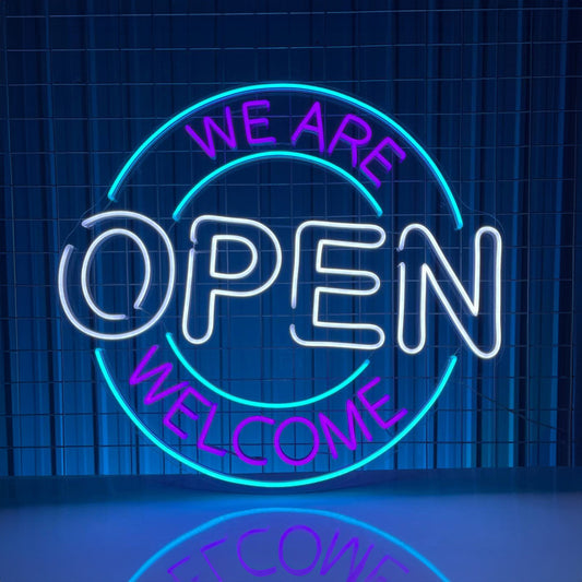 Welcome We Are Open Neon Sign