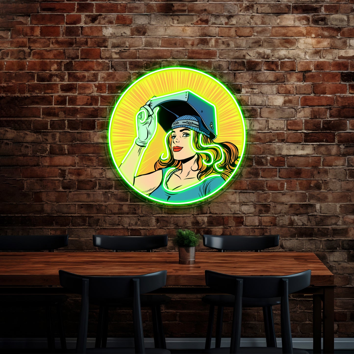 Welder Girl Artwork Neon Signs Custom