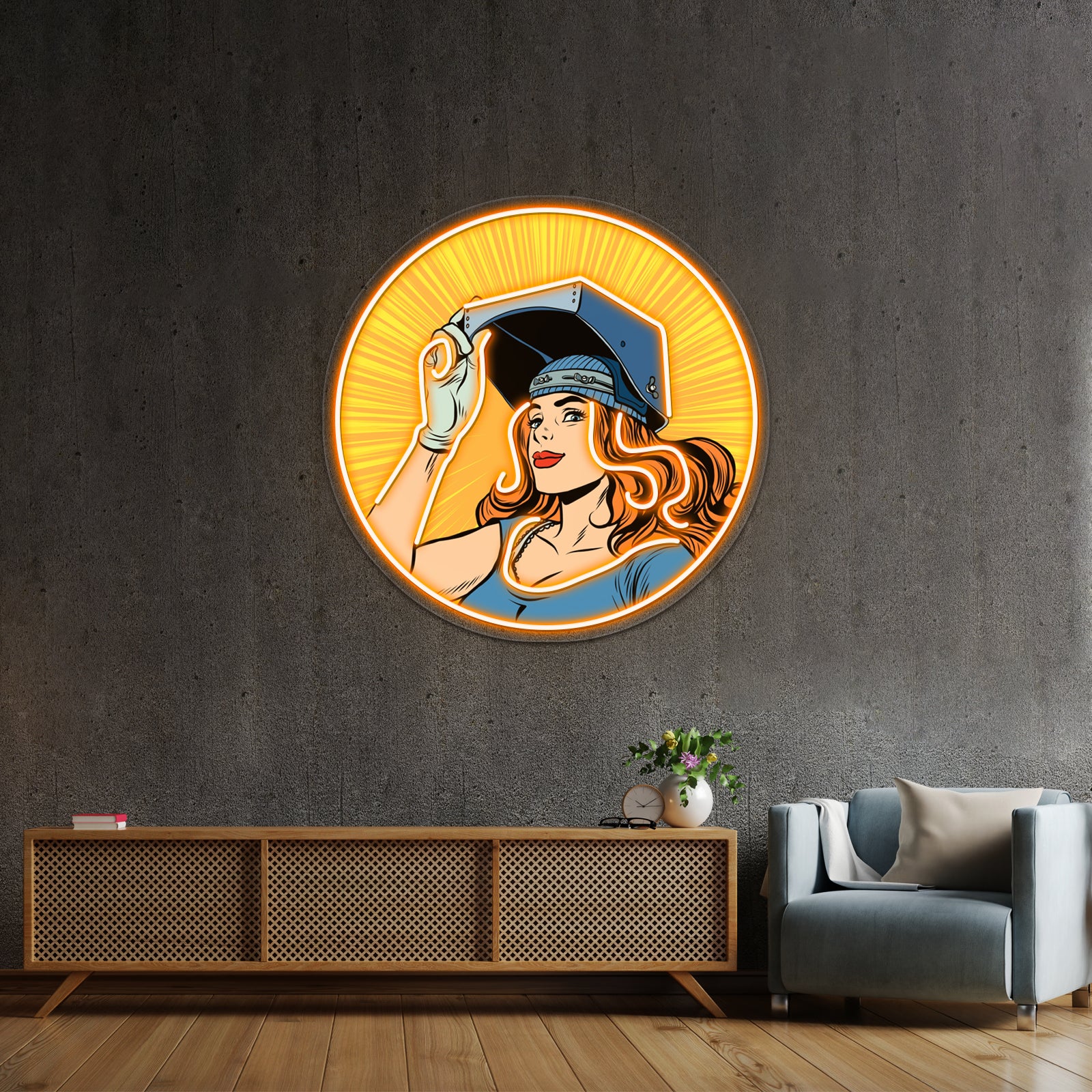 Welder Girl Artwork Neon Signs Custom | Shineneon