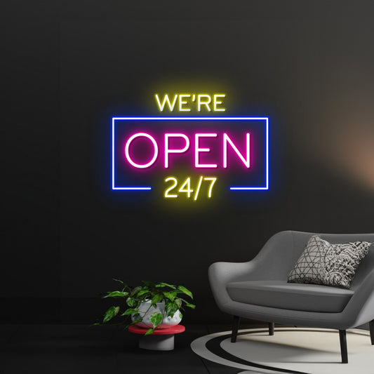 Were Open 247 Sign Open Neon Sign