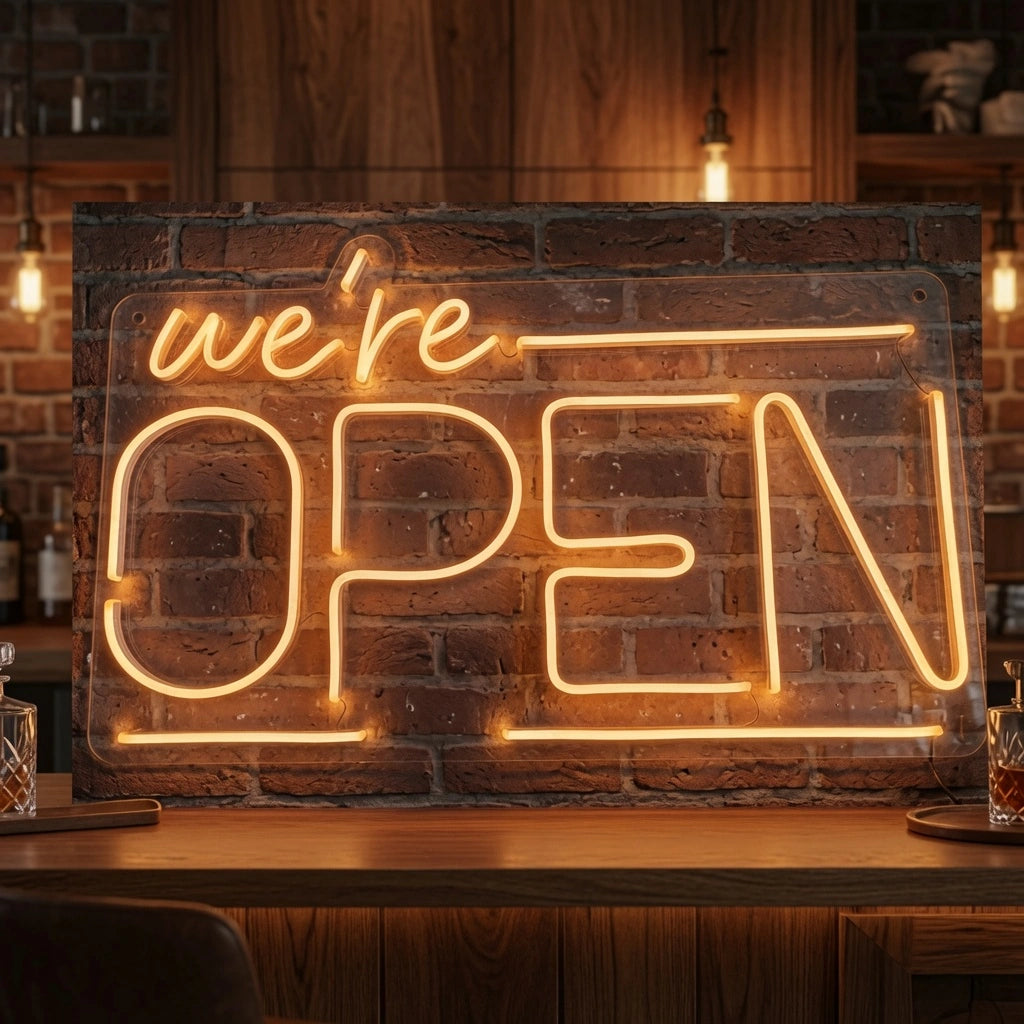 We're Open LED Neon Sign - 02 High-Converting Product Image