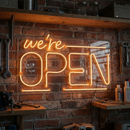 We're Open LED Neon Sign - 03 Real Lifestyle Scene