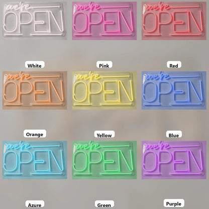 We're Open LED Neon Sign - 05 Color Grid