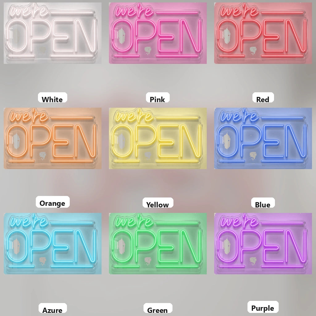 We're Open Wall Decor LED Neon Sign - 05 Color Grid