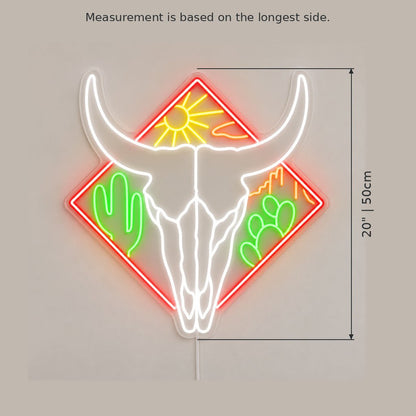 Western Bull Skull Bookshelf LED Neon Sign - Shineneon