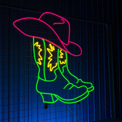 Western Nights Cowboy Hat Boots Led Neon Sign - Shineneon