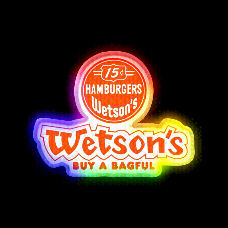 Wetsons Fast Food Led Neon Sign For Burger Place Rgb Color